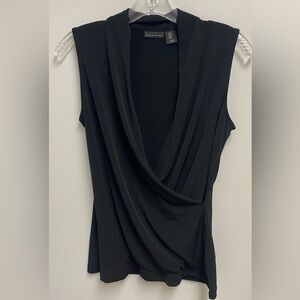 TAHARI Black Draped Women's Top blouse small